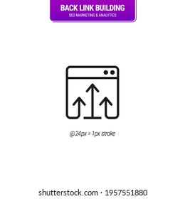 Back Link Building Icon. SEO Marketing symbol. Achieving results in insight, engagement and conversion. Can be used for topics like Analysis, internet, web marketing services - Mono - Vector Icon