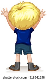 Back of a little boy with blond hair illustration