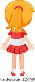 Back of a little girl cartoon character illustration