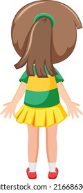 Back of a little girl cartoon character illustration
