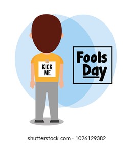 back man with sticker kick me fools day