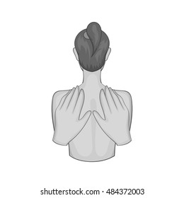 Back massage icon in black monochrome style isolated on white background. Relax symbol vector illustration