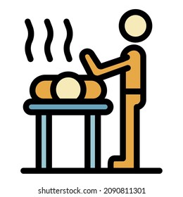 Back massage icon. Outline back massage vector icon color flat isolated