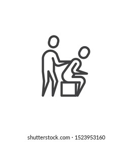 Back massage line icon. linear style sign for mobile concept and web design. Massage therapy outline vector icon. Symbol, logo illustration. Vector graphics