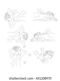 Back massage, woman sketch for your design