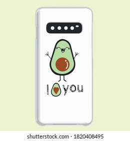 Rückseite eines Mobiltelefons mit Avocado für Dekoration