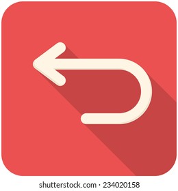 Back, modern flat icon with long shadow