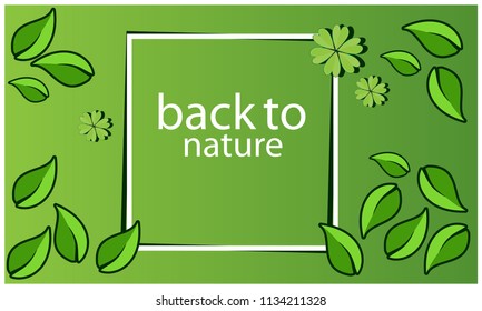 back to nature with leaf on green background..