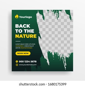 Back to nature social media square banner  template vector eps