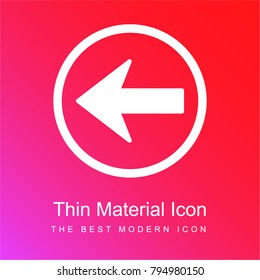 Back navigational arrow button pointing to left red and pink gradient material white icon minimal design