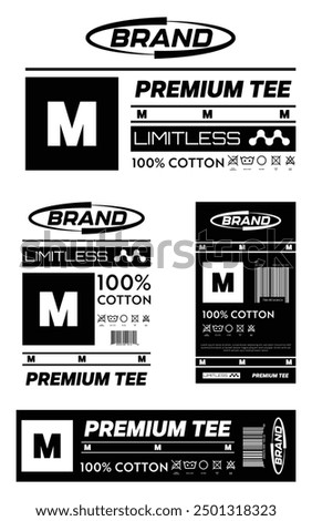 Back neck print (BNP) design template. Set of the graphic modern apparel label for brand print, Inner print, and branding