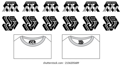 Impresión de cuello posterior para camiseta. Vector de diseño de etiqueta de ropa trasera. 