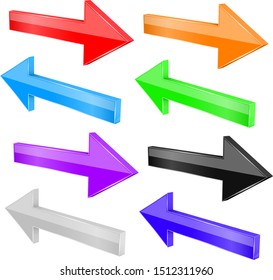 Back and Next arrows. Colored set. Vector illustration isolated on white background