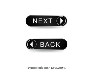 Back and Next Buttons with arrow vector illustration on background
