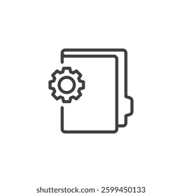 Back office Automation line icon. linear style sign for mobile concept and web design. Robotic file folder with gear outline vector icon. Symbol, logo illustration. Vector graphics