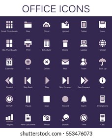 Back office services and documents tools icons. Modern vector pictograms