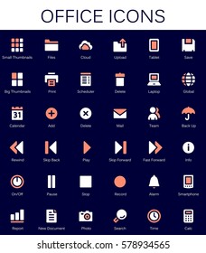 Back office services and documents tools icons. Modern vector pictograms