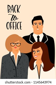 Back to office. Vectior illustration with office workers.
