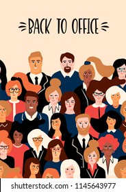 Back to office. Vectior illustration with office workers.