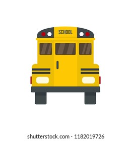 Back of old school bus icon. Flat illustration of back of old school bus vector icon for web design