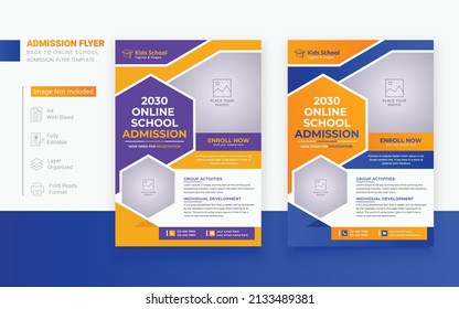 Back to online admission flyer template, Kids school education admission flyer poster template, School Admission Flyer Graphics, Designs and Templates