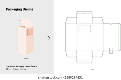Back Open Tuck End Box Die Cut Template