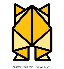 Back origami animal icon outline vector. Geometric paper. Art object color flat