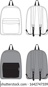 Back Pack Fashion Flat Templates