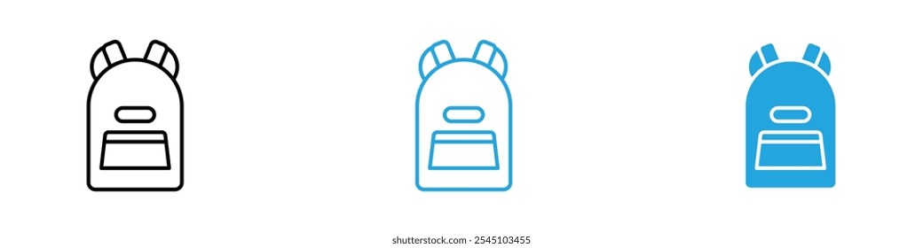 Back Pack Icon Set Vector illustration in black