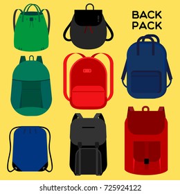 BACK PACK
Many Style Of Popular Backpack In Different Colors Are Illustrated To Show The Variations Of Backpack.