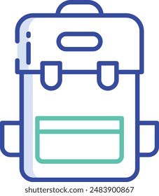 back pack outline color vector illustration