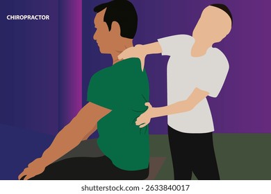 Back Pain Chiropractor, doctor healing syndrome of disease, vector illustration design background