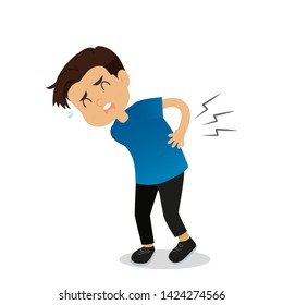 Back Pain, the concept is Men took their hands behind their backs from the pain.
