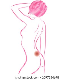 Back pain  female body vector illustration on a white background