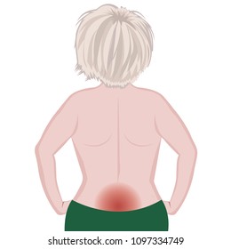 Back pain  female body vector illustration on a white background