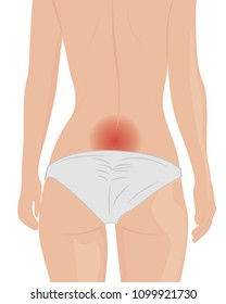 Back pain  female body vector illustration on a white background