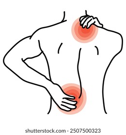 Back Pain Icon Design. Represents Back, Pain, Spine, Ache. Vector icon.