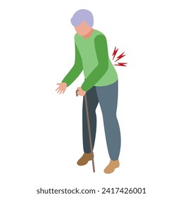 Back pain icon isometric vector. Old senior person. Pain sleep