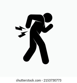 Back Pain Icon. Painful Body Or Chiropractic, Troubled Waist Symbol - Vector.