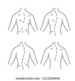 icono de dolor de espalda, ilustración vectorial