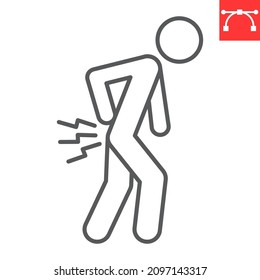 Back Pain Line Icon, Injury And Person, Injury Of The Back Vector Icon, Vector Graphics, Editable Stroke Outline Sign, Eps 10.