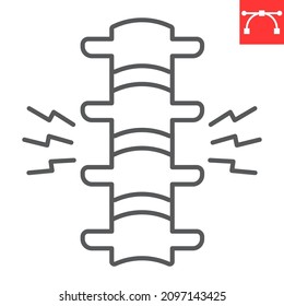 Back pain line icon, injury and person, injury of the back vector icon, vector graphics, editable stroke outline sign, eps 10.