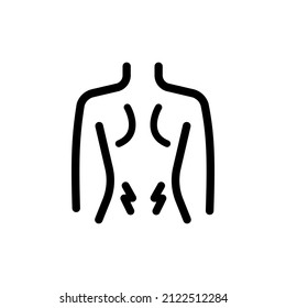 Back pain outline icon. Lower back or kidney. Pms or menopause symptom. Premium quality graphic design icon. Outline symbol for websites, web design, mobile app on white background