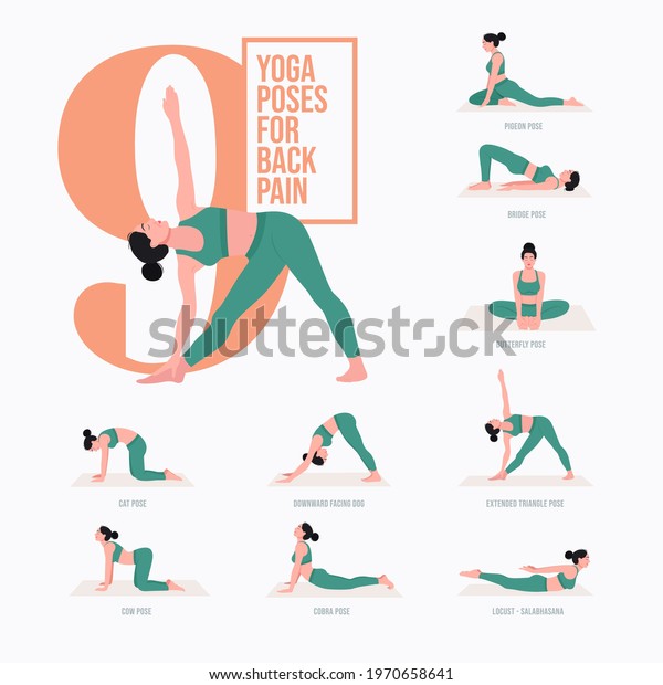 Back Pain Relief Yoga Poses Young Stock Vector (Royalty Free ...