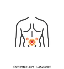 Back pain symptoms and causes line icon. linear style sign for mobile concept and web design. Spine pain outline vector icon. Symbol, logo illustration. Vector graphics