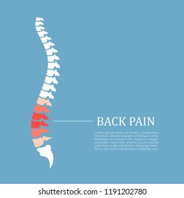 Back pain vector icon illustration isolated on blue background