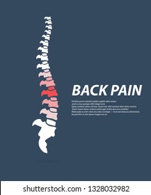 Back Pain Vector Icon Illustration. Vector Human Spine With Pain Isolated Silhouette Illustratio