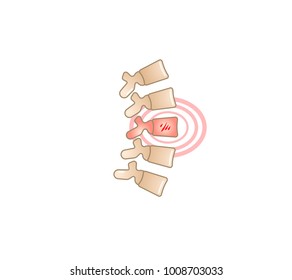Back pain vector illustration icon with red circle. 