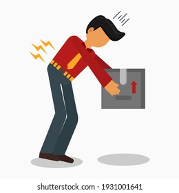 back pain work accident flat icon of vector illustration