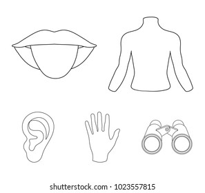 Back of the person, mouth, hand, ear. Part of the body set collection icons in monochrome style vector symbol stock illustration web.